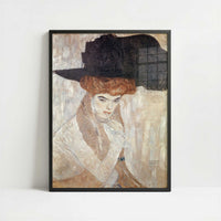 Black Feather Hat (1910) by Gustav Klimt – Art Print - Art print in black frame