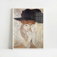 Black Feather Hat (1910) by Gustav Klimt – Art Print - Art print in white frame