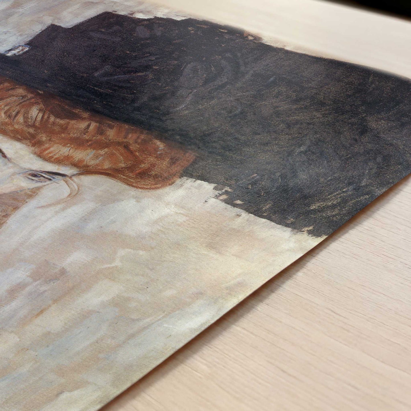 Black Feather Hat (1910) by Gustav Klimt – Art Print - Close-up detail of the art print