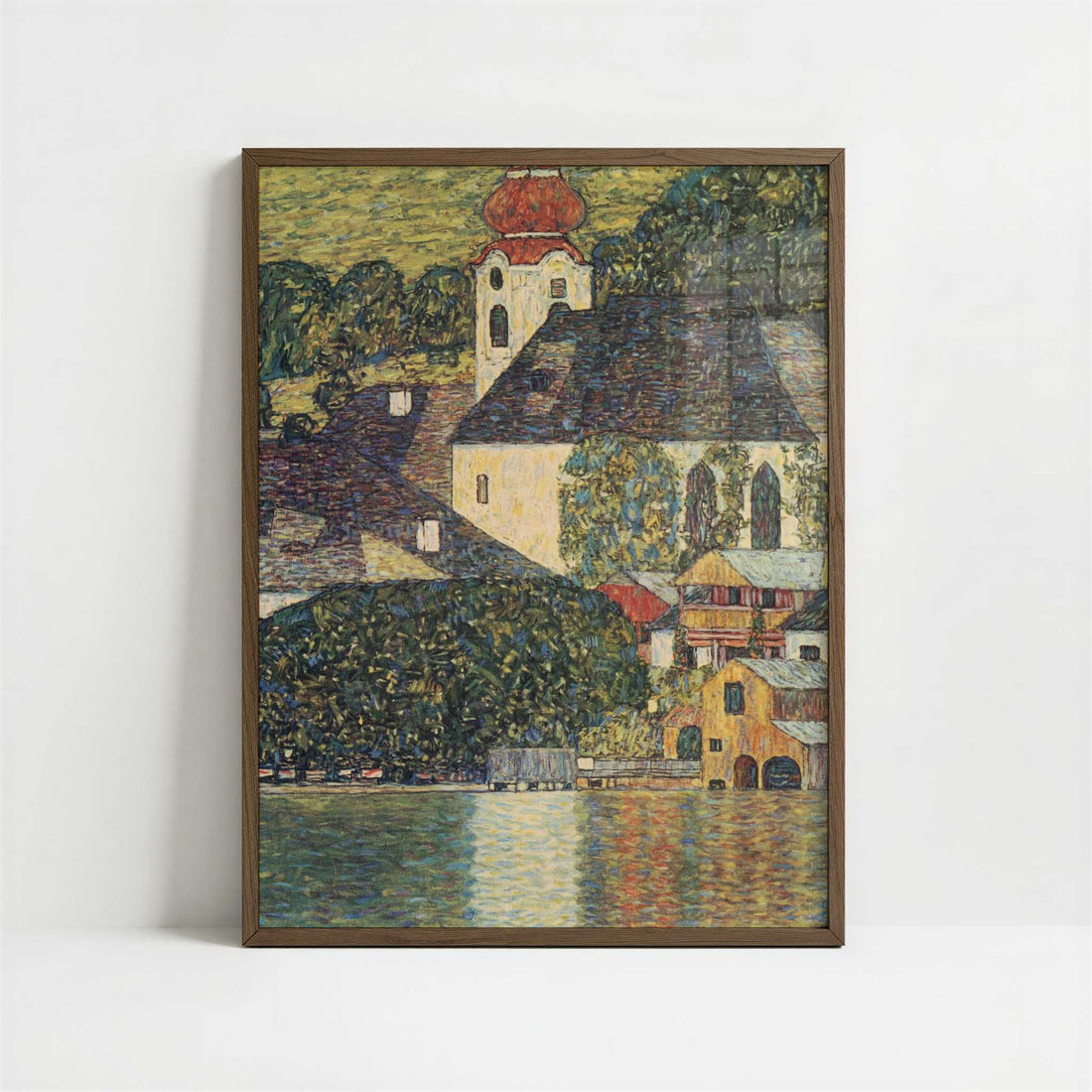 Church at Unterach on Lake Atter (1916) by Gustav Klimt – Art Print - Art print in dark wood frame