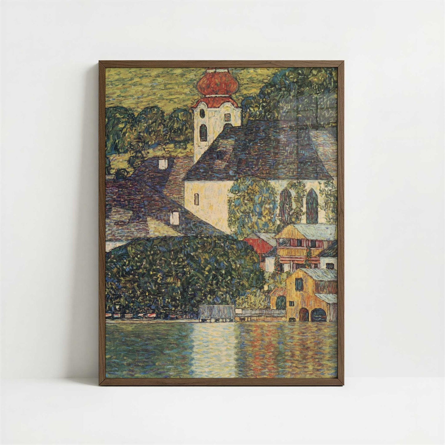 Church at Unterach on Lake Atter (1916) by Gustav Klimt – Art Print - Art print in dark wood frame