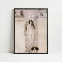 Drawing for Allegory Sculpture (1896) by Gustav Klimt – Art Print - Art print in black frame
