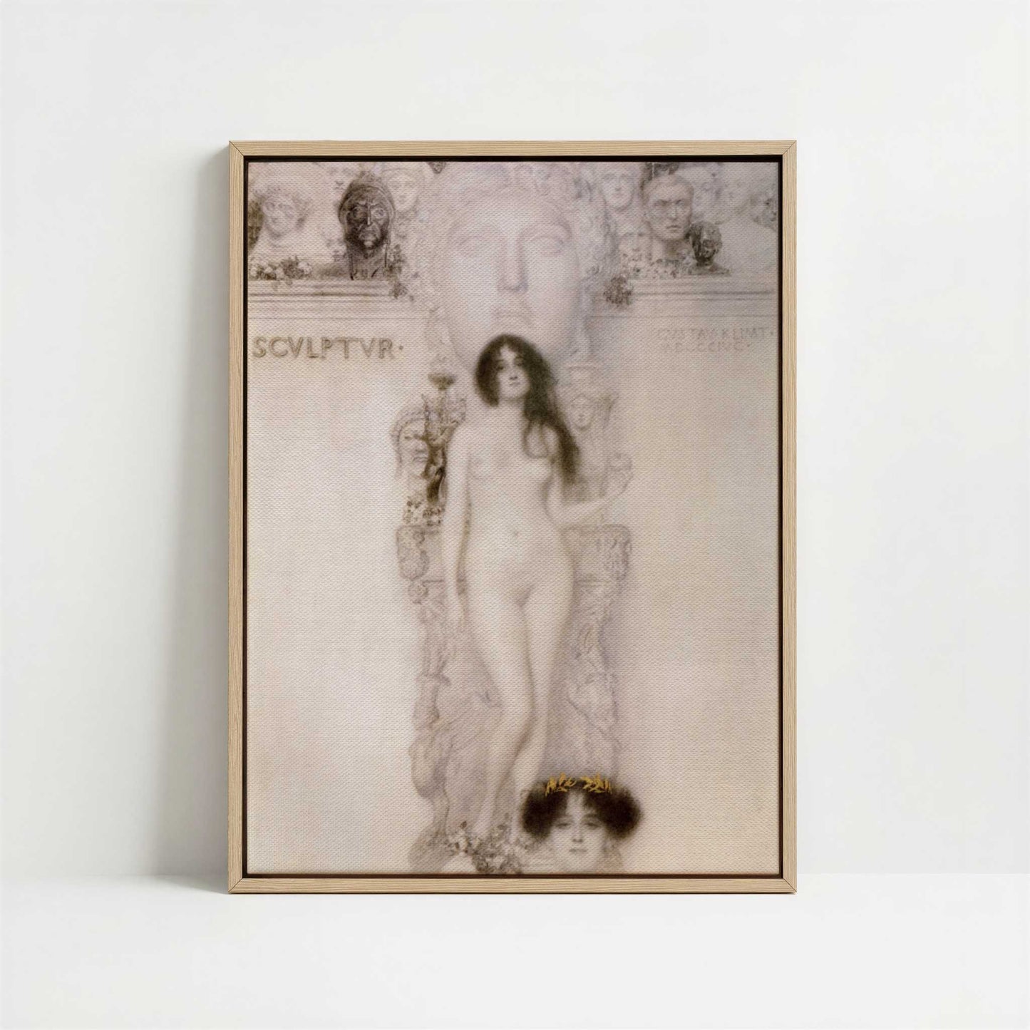 Framed Canvas - Framed canvas in oak color frame