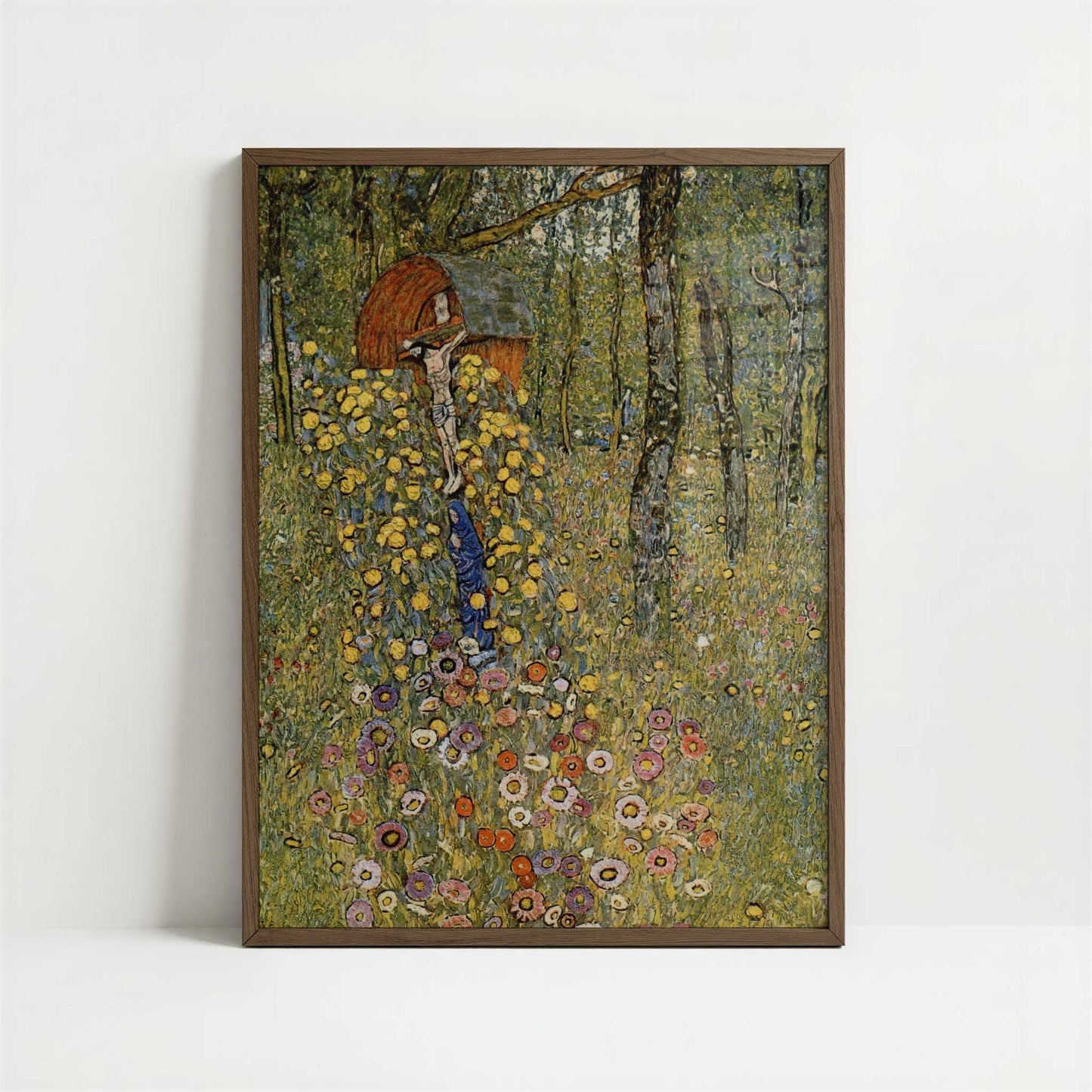 Farm Garden with Crucifix (1911–12) by Gustav Klimt – Art Print - Art print in dark wood frame