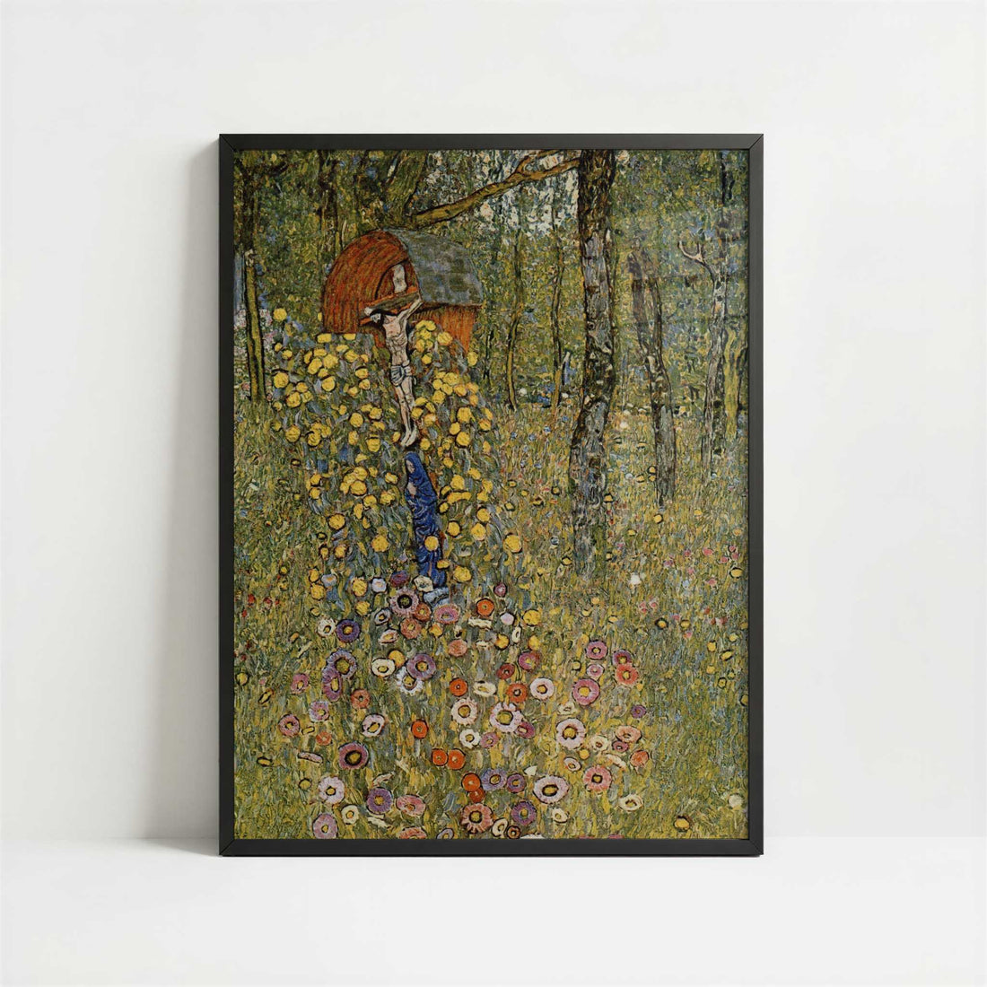 Farm Garden with Crucifix (1911–12) by Gustav Klimt – Art Print - Art print in black frame