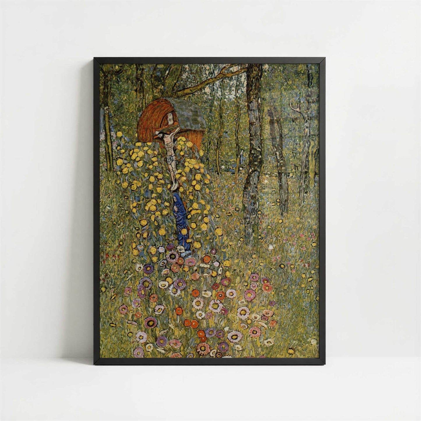 Farm Garden with Crucifix (1911–12) by Gustav Klimt – Art Print - Art print in black frame