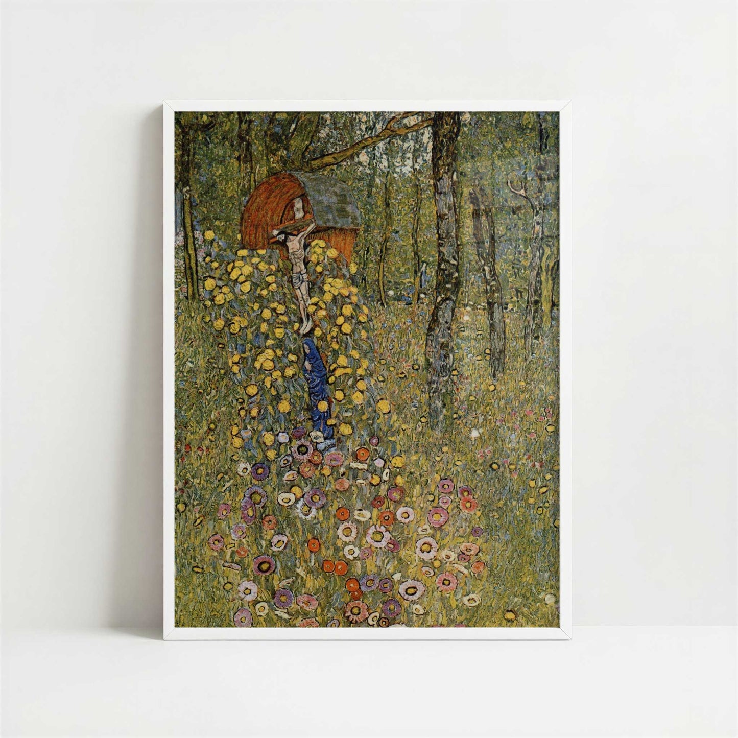 Farm Garden with Crucifix (1911–12) by Gustav Klimt – Art Print - Art print in white frame