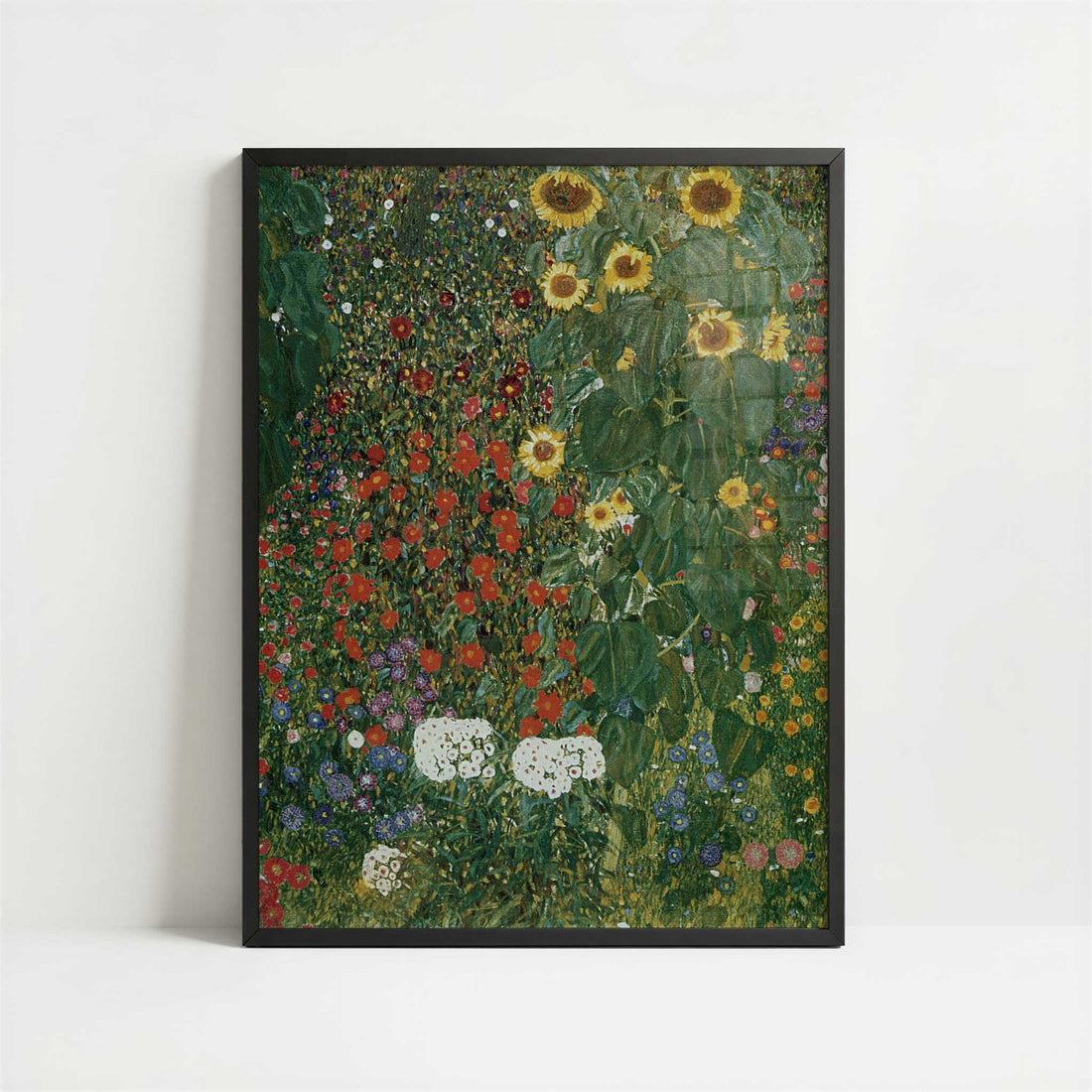 Farm Garden with Sunflowers (1905–6) by Gustav Klimt – Art Print - Art print in black frame