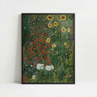Farm Garden with Sunflowers (1905–6) by Gustav Klimt – Art Print - Art print in black frame