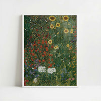 Farm Garden with Sunflowers (1905–6) by Gustav Klimt – Art Print - Art print in white frame