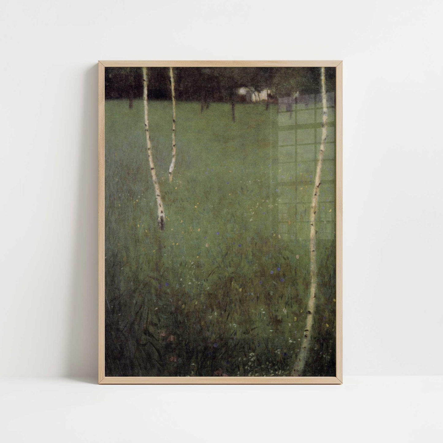 Farmhouse with Birch Trees (1900) by Gustav Klimt – Art Print - Art print in oak frame