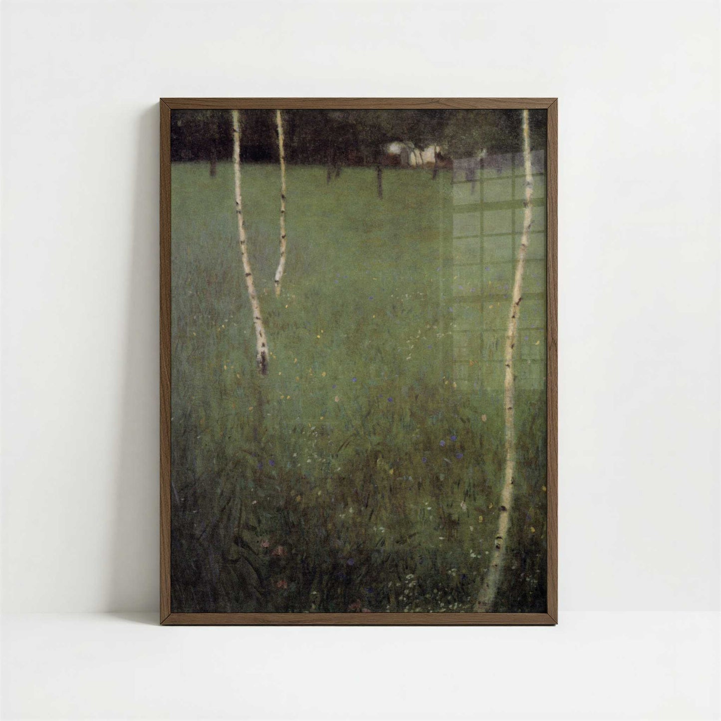 Farmhouse with Birch Trees (1900) by Gustav Klimt – Art Print - Art print in dark wood frame