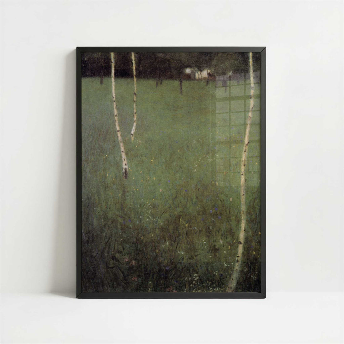 Farmhouse with Birch Trees (1900) by Gustav Klimt – Art Print - Art print in black frame