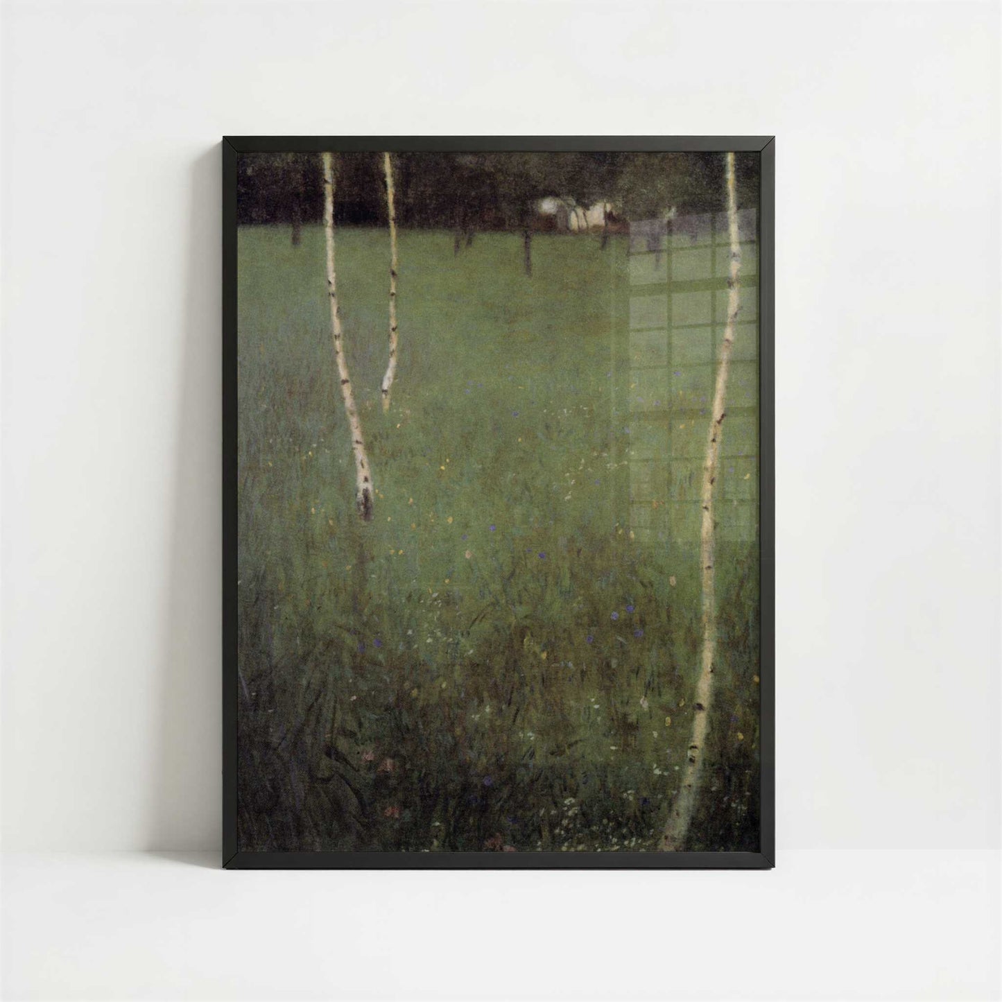 Farmhouse with Birch Trees (1900) by Gustav Klimt – Art Print - Art print in black frame