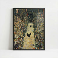 Garden Path with Chickens (1916) by Gustav Klimt – Art Print - Art print in black frame