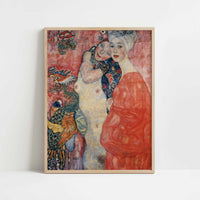 Girl-friends (1916-17) by Gustav Klimt – Art Print - Art print in oak frame