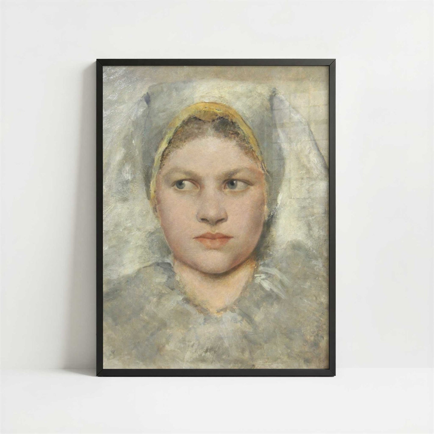 Head Study of a Girl (1890s) by Gustav Klimt – Art Print - Art print in black frame