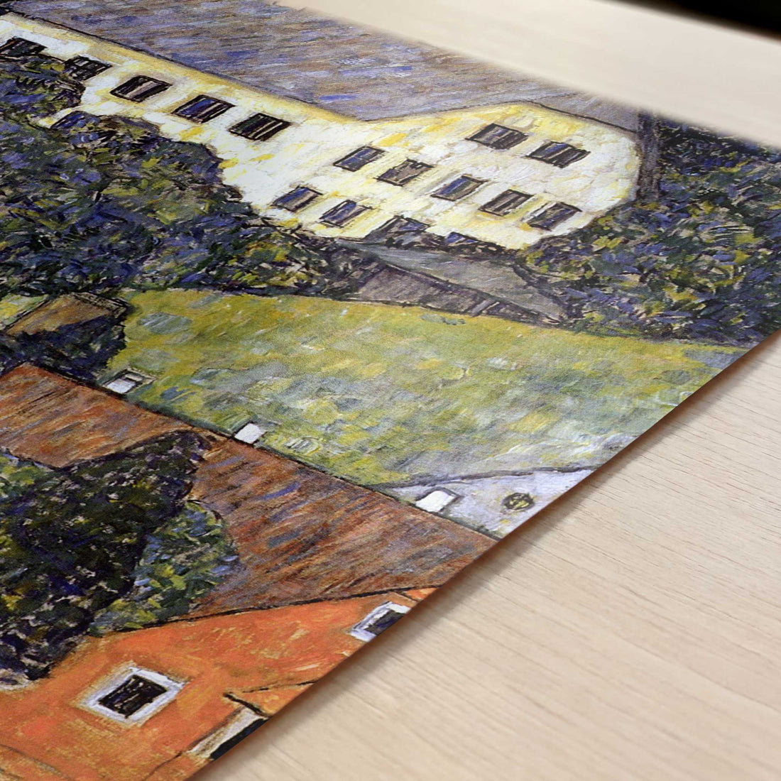 Houses in Unterach on Lake Atter (1916) by Gustav Klimt – Art Print - Close-up detail of the art print