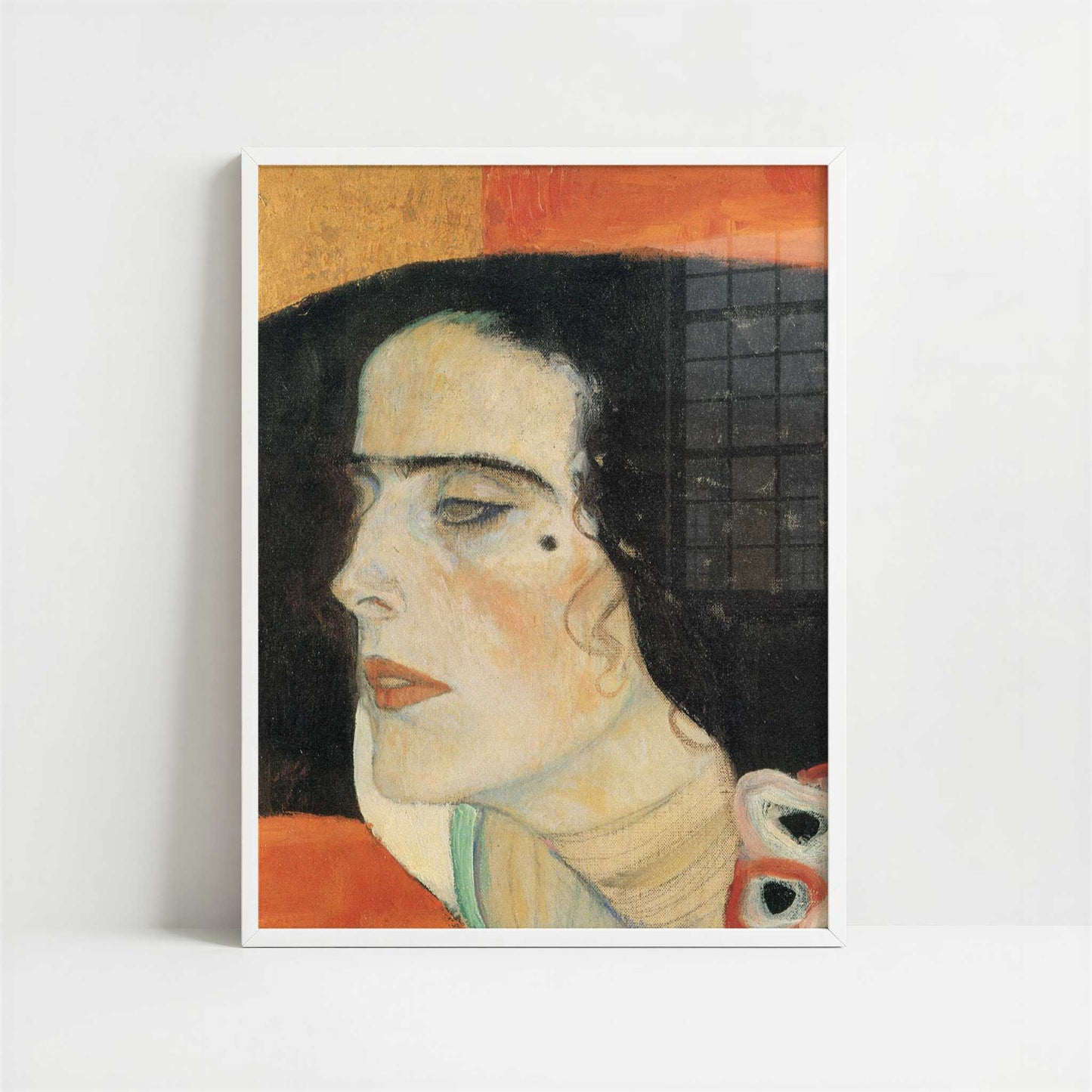 Judith II, detail (1909) by Gustav Klimt – Art Print - Art print in white frame