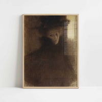 Lady with Cape & Hat (1897–98) by Gustav Klimt – Art Print - Art print in oak frame