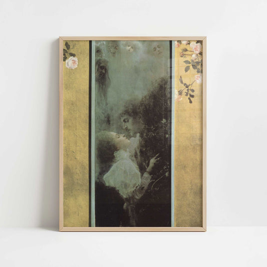 Love (1895) by Gustav Klimt – Art Print - Art print in oak frame