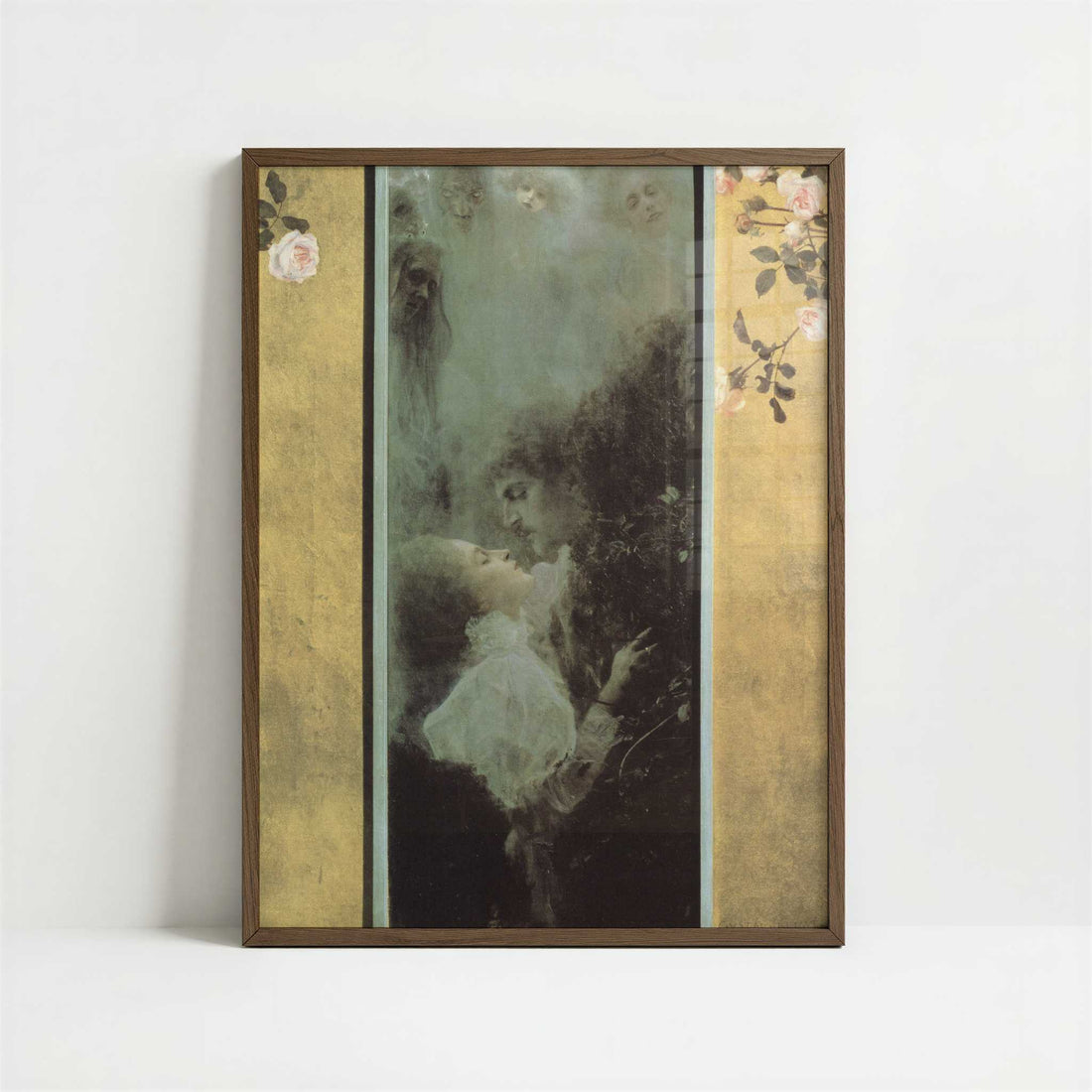 Love (1895) by Gustav Klimt – Art Print - Art print in dark wood frame