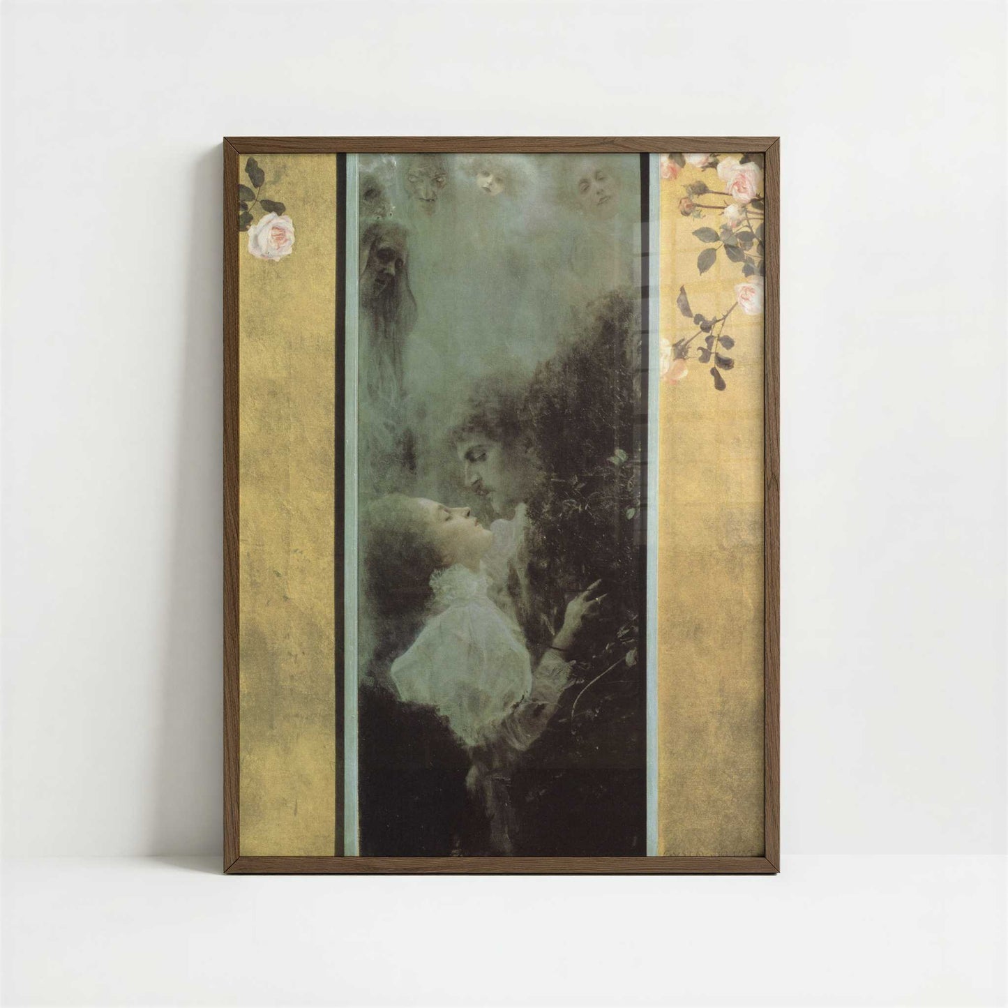 Love (1895) by Gustav Klimt – Art Print - Art print in dark wood frame