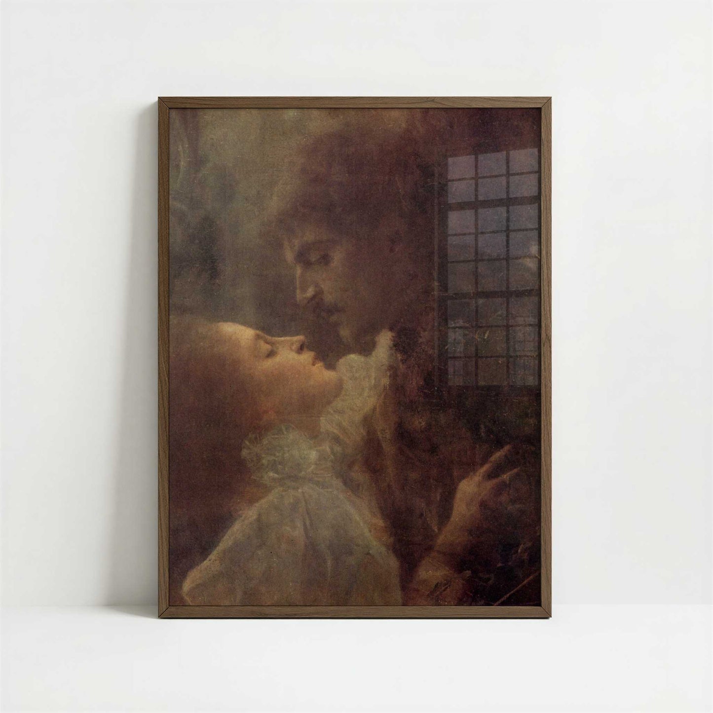 Love (1895) by Gustav Klimt – Art Print - Art print in dark wood frame