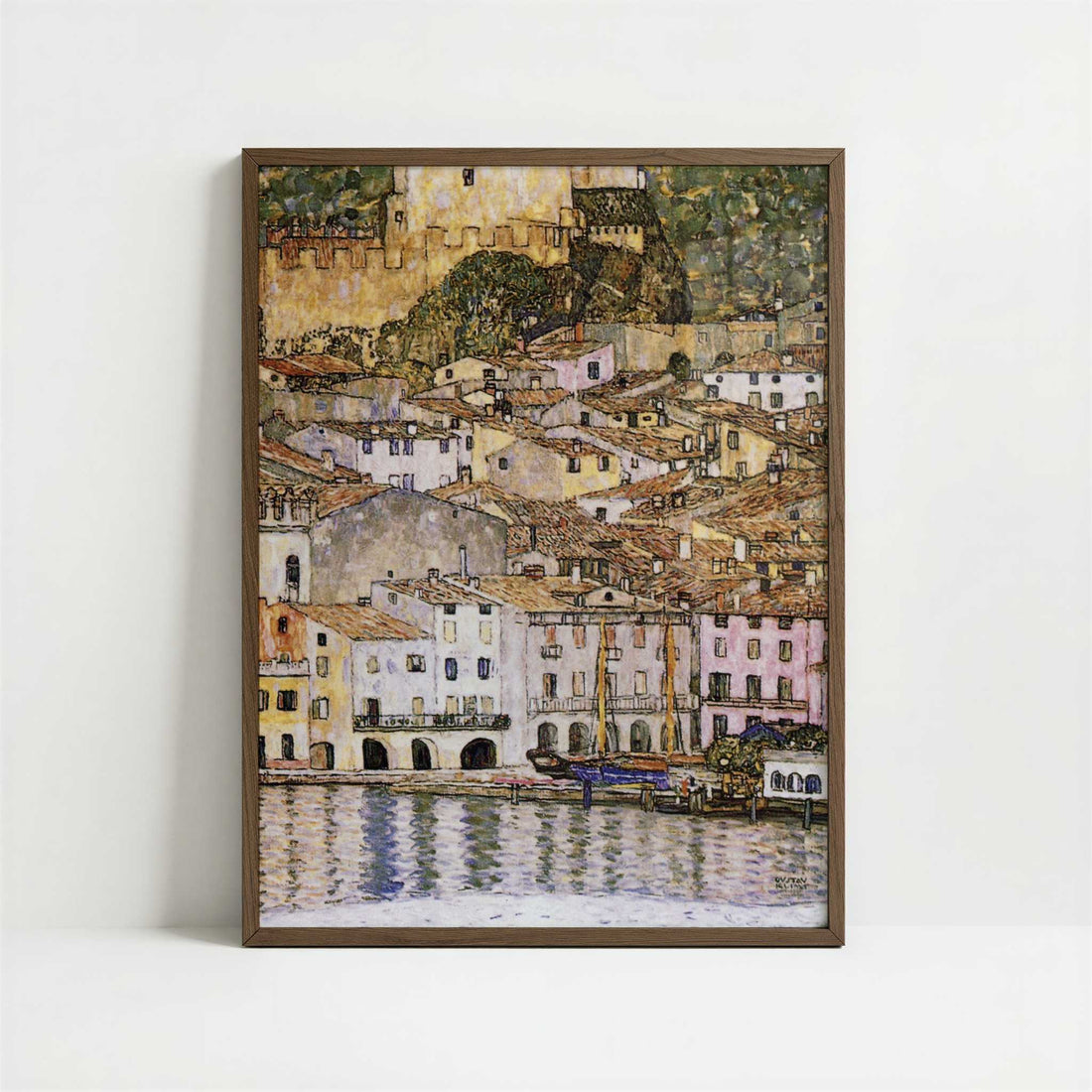 Malcesine on Lake Garda (1913) by Gustav Klimt – Art Print - Art print in dark wood frame