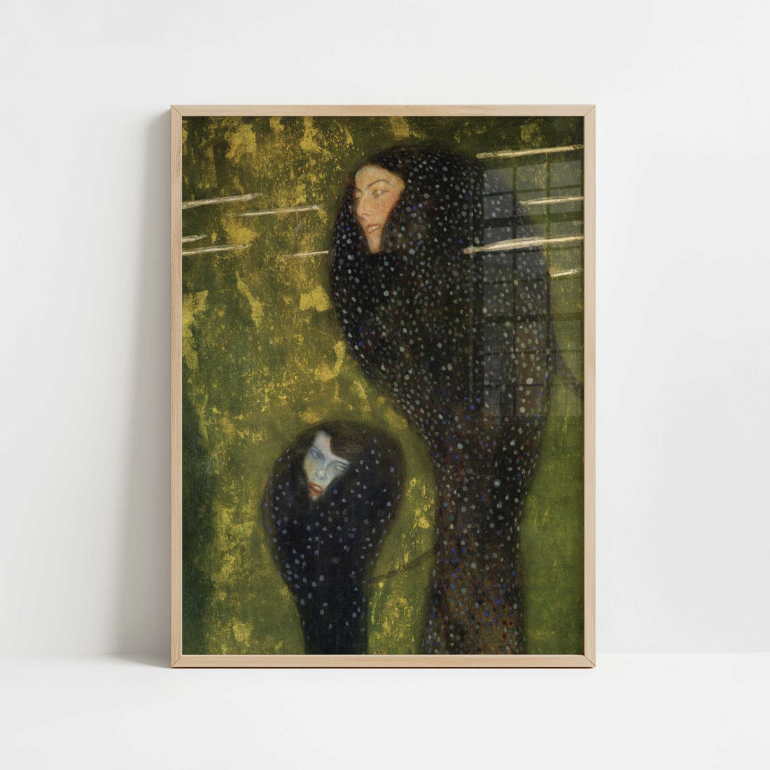Mermaids (c.1899) by Gustav Klimt – Art Print - Art print in oak frame