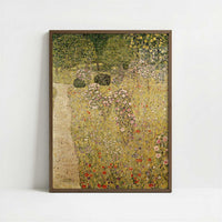 Orchard with Rose Bushes (1911-12) by Gustav Klimt – Art Print - Art print in dark wood frame