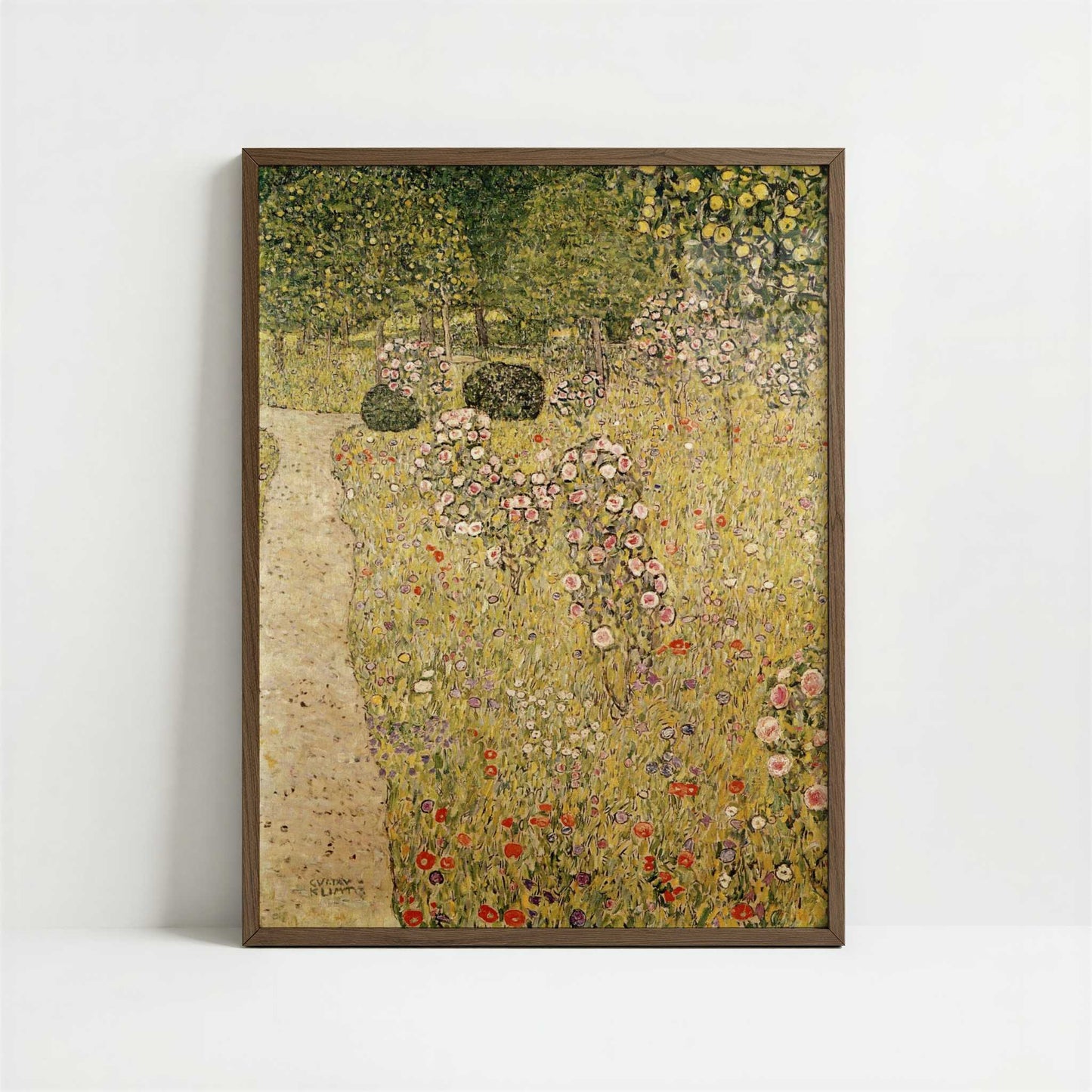Orchard with Rose Bushes (1911-12) by Gustav Klimt – Art Print - Art print in dark wood frame