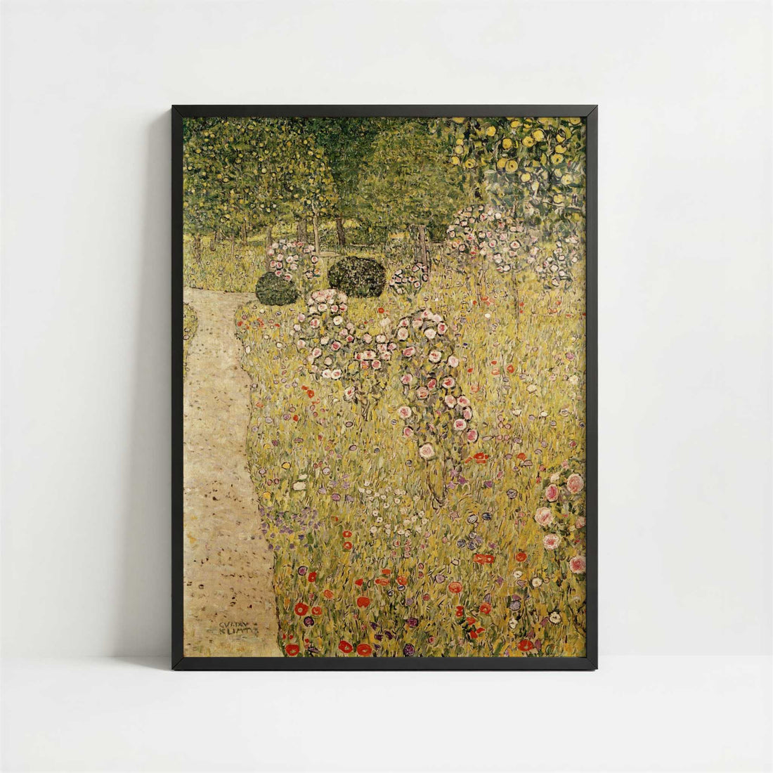 Orchard with Rose Bushes (1911-12) by Gustav Klimt – Art Print - Art print in black frame