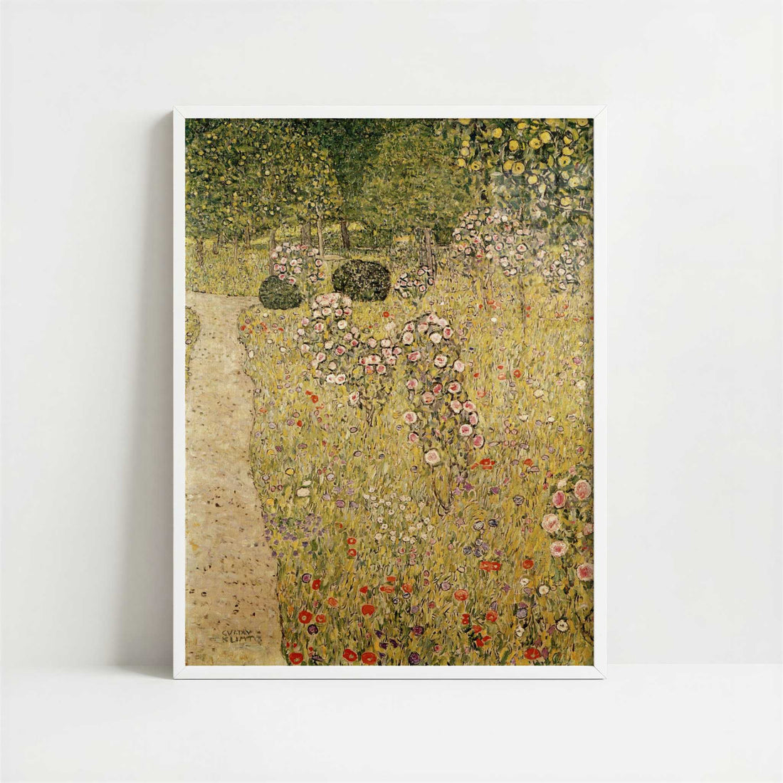 Orchard with Rose Bushes (1911-12) by Gustav Klimt – Art Print - Art print in white frame