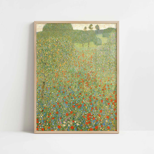 Poppy Field (1907) by Gustav Klimt – Art Print - Art print in oak frame