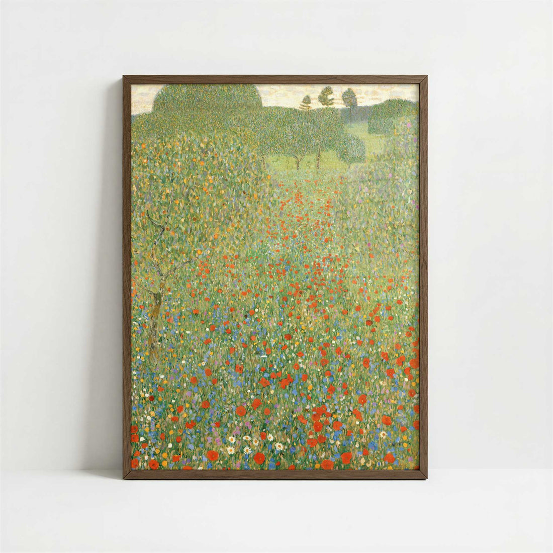 Poppy Field (1907) by Gustav Klimt – Art Print - Art print in dark wood frame