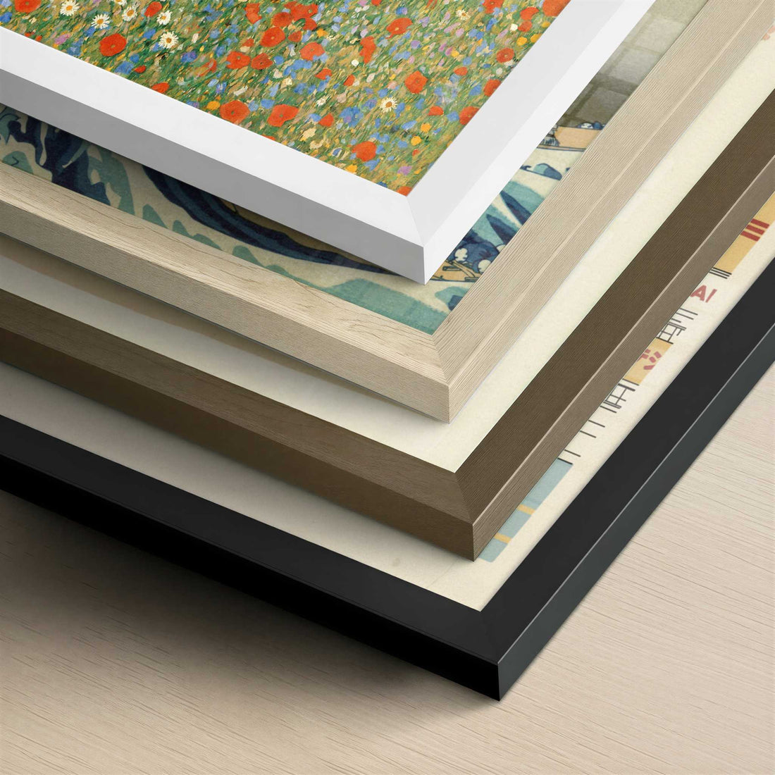 Poppy Field (1907) by Gustav Klimt – Art Print - Close-up detail of the different frames