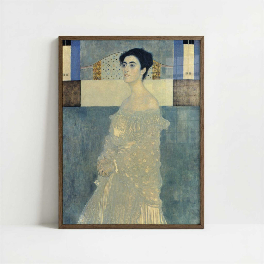 Portrait of Margaret Stonborough Wittgenstein (1905) by Gustav Klimt – Art Print - Art print in dark wood frame