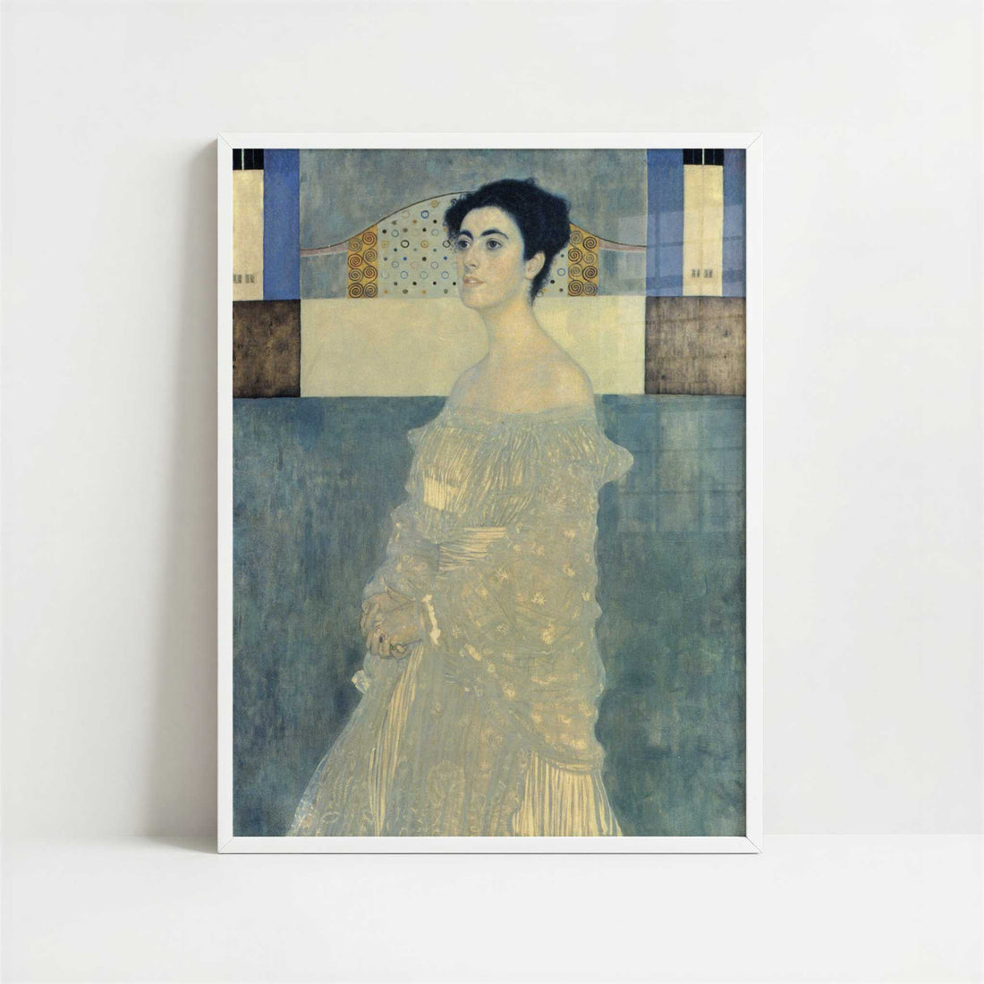 Portrait of Margaret Stonborough Wittgenstein (1905) by Gustav Klimt – Art Print - Art print in white frame