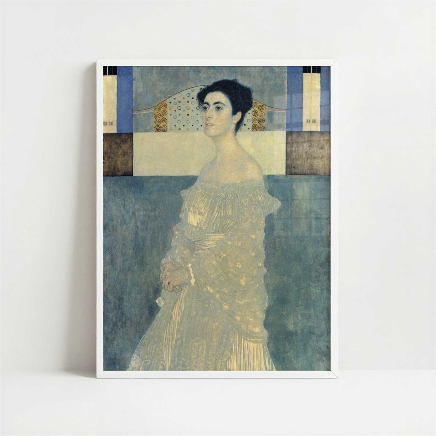 Portrait of Margaret Stonborough Wittgenstein (1905) by Gustav Klimt – Art Print - Art print in white frame