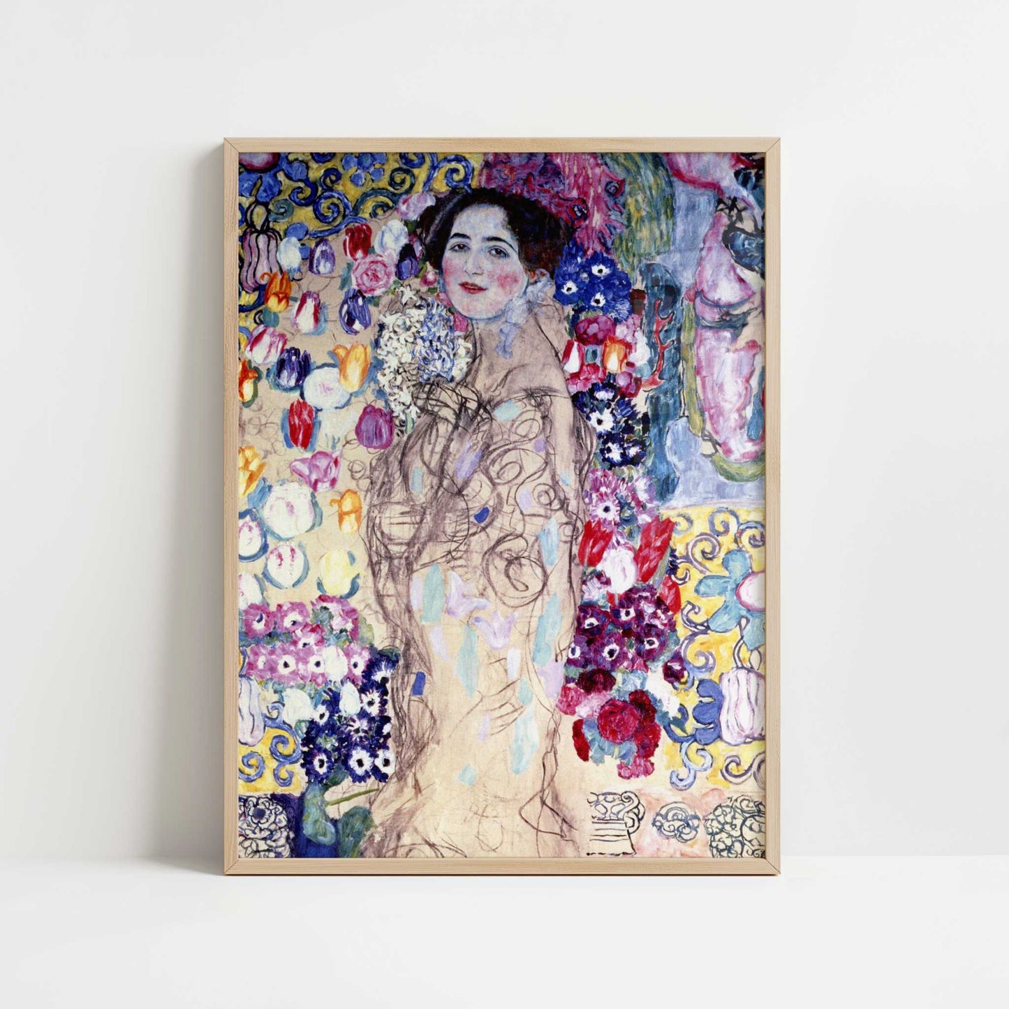 Portrait of a Lady (1917-18) by Gustav Klimt – Art Print - Art print in oak frame
