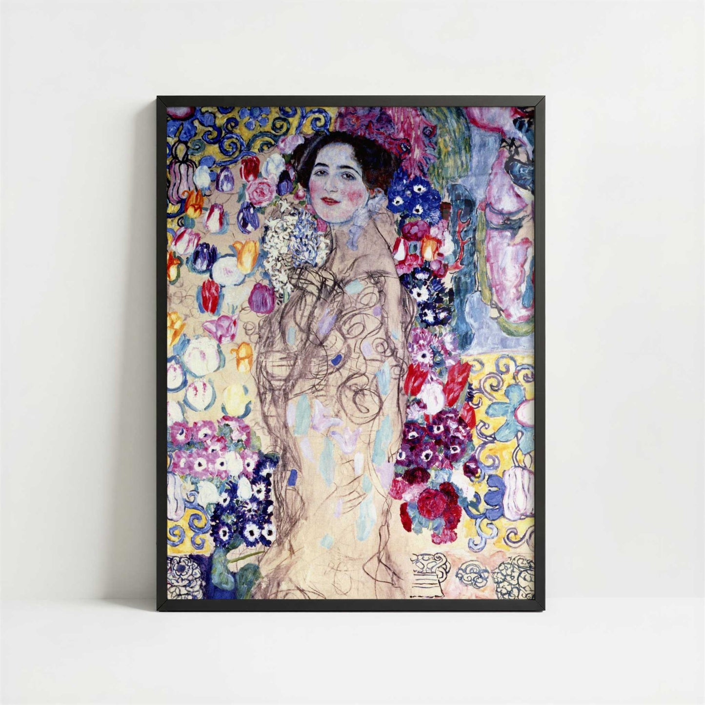 Portrait of a Lady (1917-18) by Gustav Klimt – Art Print - Art print in black frame