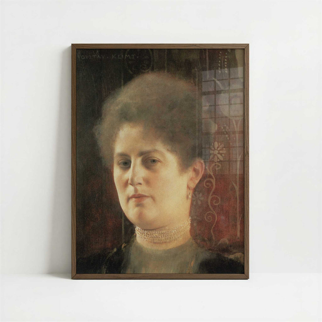 Portrait of a Lady (1894) by Gustav Klimt – Art Print - Art print in dark wood frame