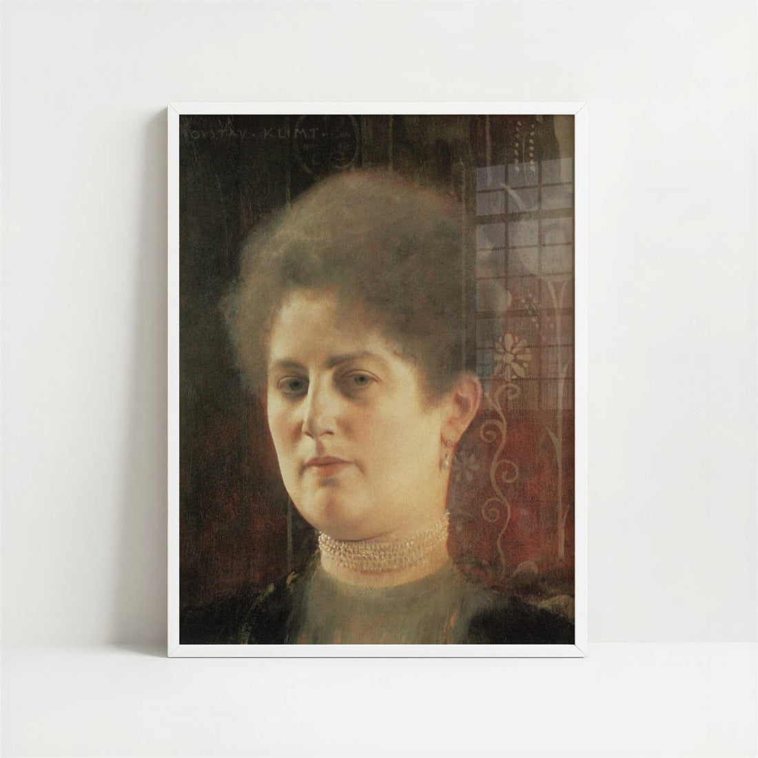 Portrait of a Lady (1894) by Gustav Klimt – Art Print - Art print in white frame