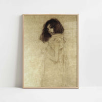 Portrait of a Young Woman (1896) by Gustav Klimt – Art Print - Art print in oak frame