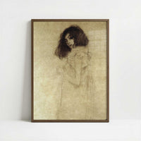 Portrait of a Young Woman (1896) by Gustav Klimt – Art Print - Art print in dark wood frame