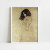 Portrait of a Young Woman (1896) by Gustav Klimt – Art Print - Art print in white frame