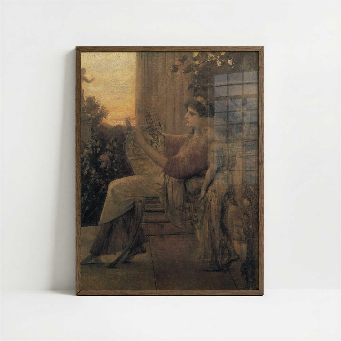 Sappho (1888-90) by Gustav Klimt – Art Print - Art print in dark wood frame