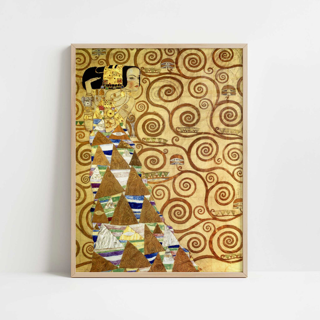 Expectation (1905-9) by Gustav Klimt – Art Print - Art print in oak frame