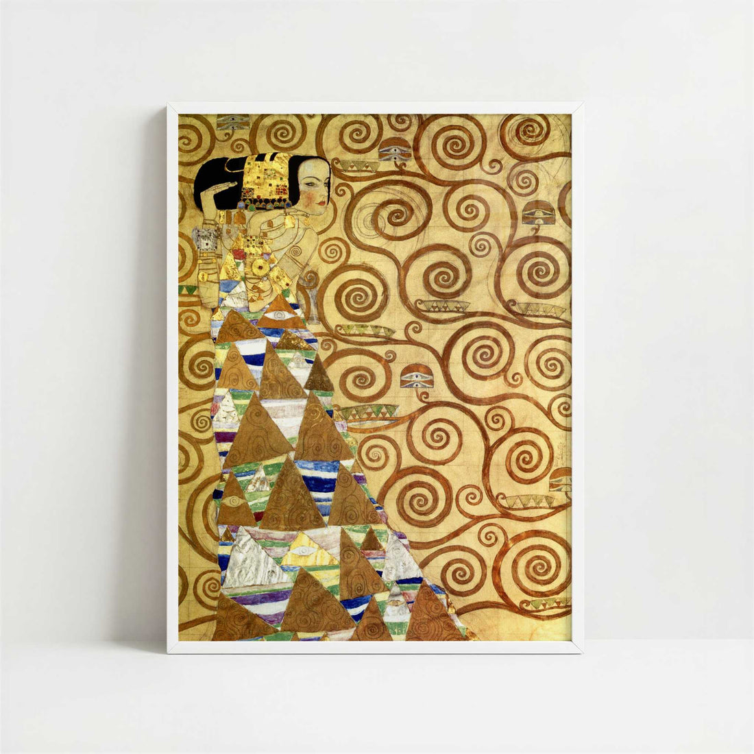 Expectation (1905-9) by Gustav Klimt – Art Print - Art print in white frame